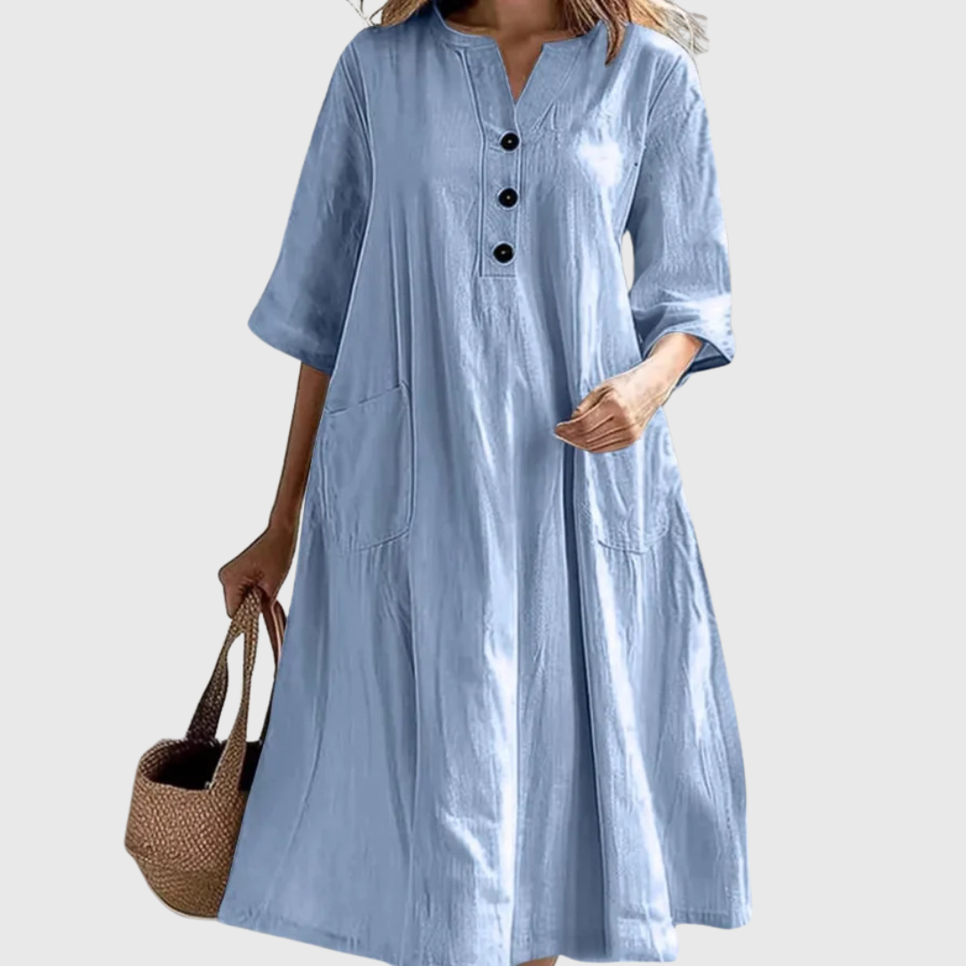 Cavell™ – Casual Zomerjurk met Knopen