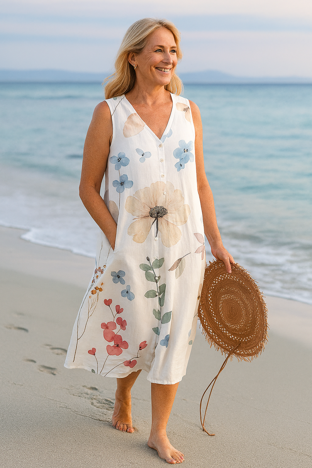 Cavell™ – Zomerse Mouwloze Jurk met Bloemenprint