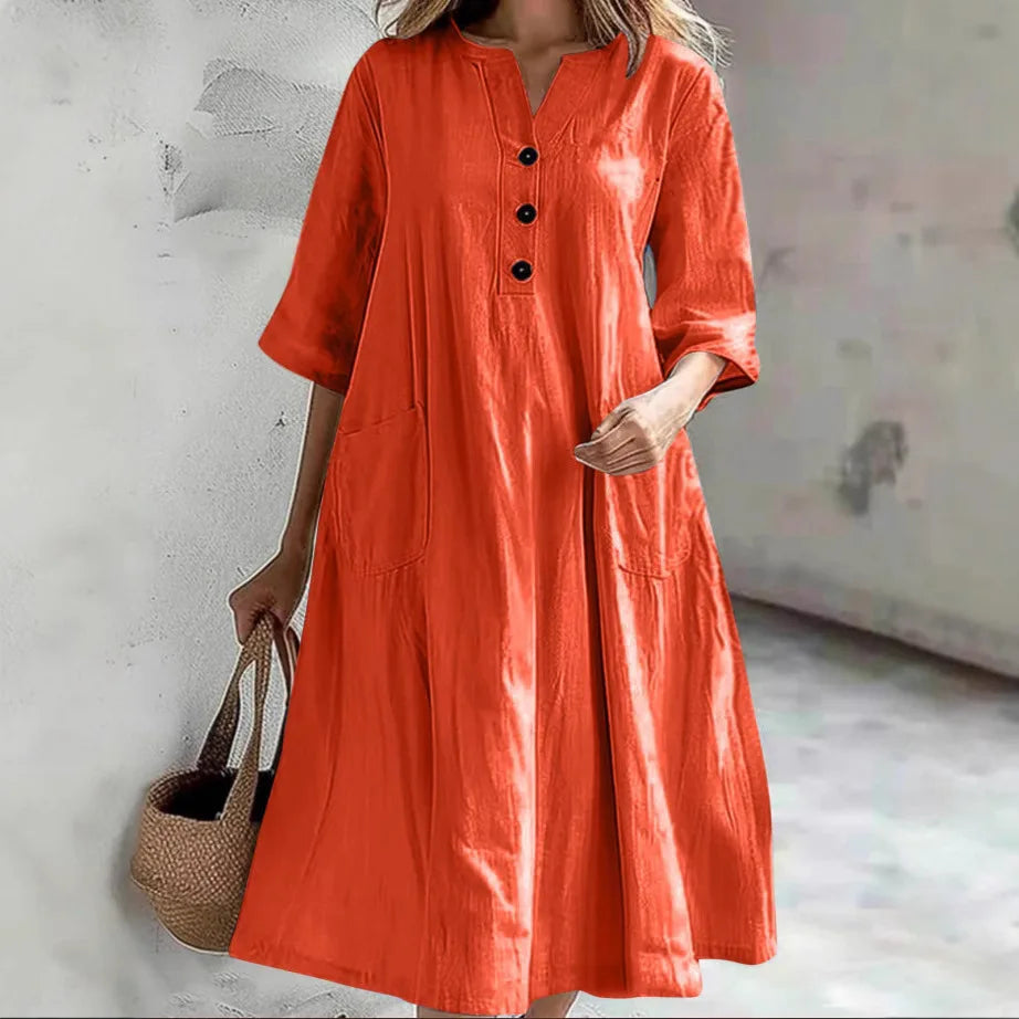 Cavell™ – Casual Zomerjurk met Knopen