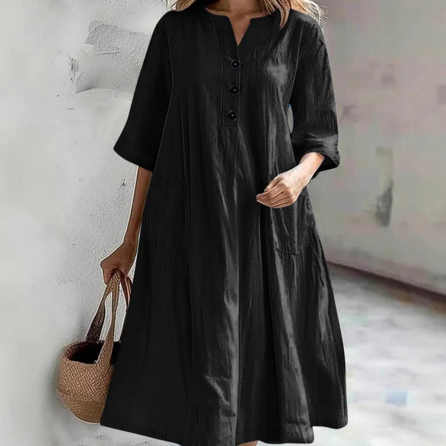 Cavell™ – Casual Zomerjurk met Knopen