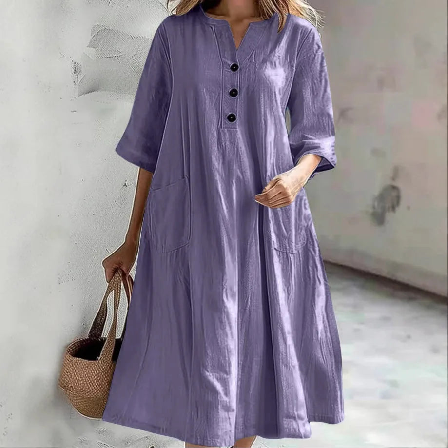 Cavell™ – Casual Zomerjurk met Knopen