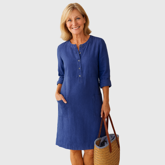 Cavell™ – Effen Jurk met Comfortknoopsluiting