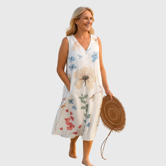 Cavell™ – Zomerse Mouwloze Jurk met Bloemenprint