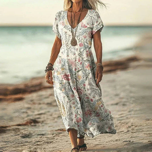 Cavell™ - Vintage bloemen zomerjurk