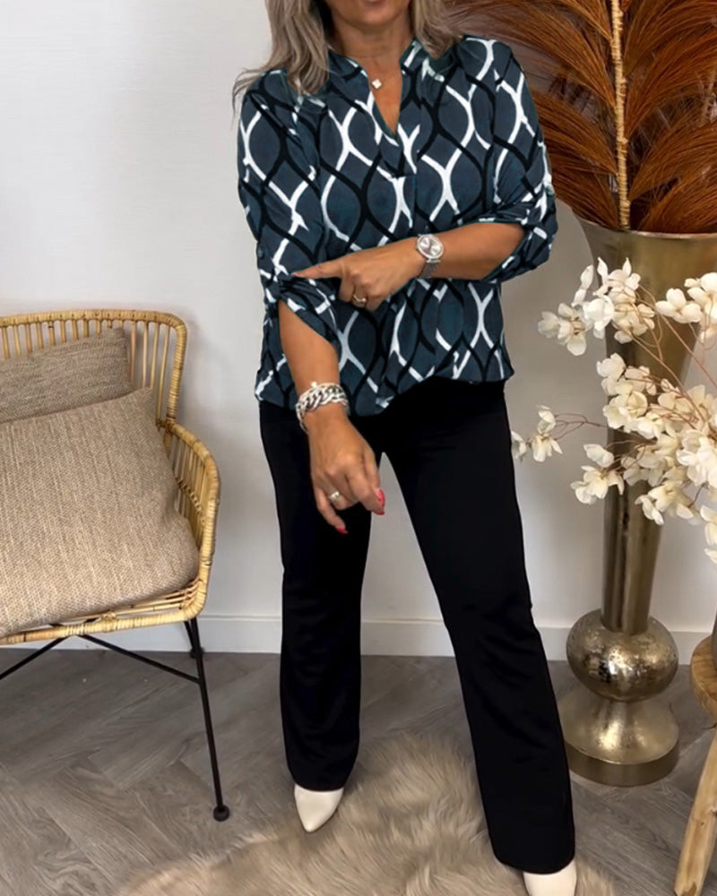 Cavell™ - Casual Blouse met Elegant Patroon