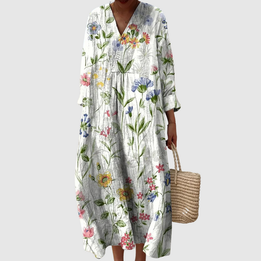 Cavell™ – Comfortabele Midi Jurk met Zomerse Bloemen