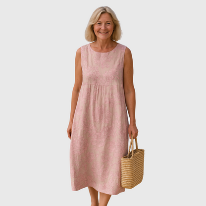 Cavell™ – Zomerjurk met Zachte Roze Bloemenprint & Losvallende Pasvorm
