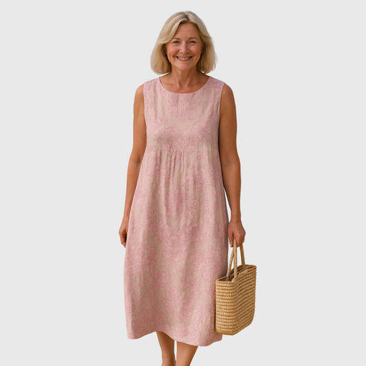Cavell™ – Zomerjurk met Zachte Roze Bloemenprint & Losvallende Pasvorm