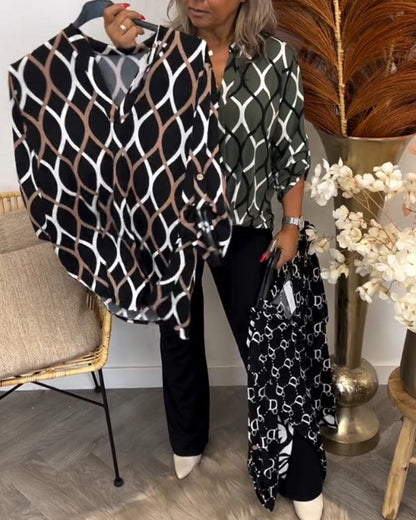 Cavell™ - Casual Blouse met Elegant Patroon