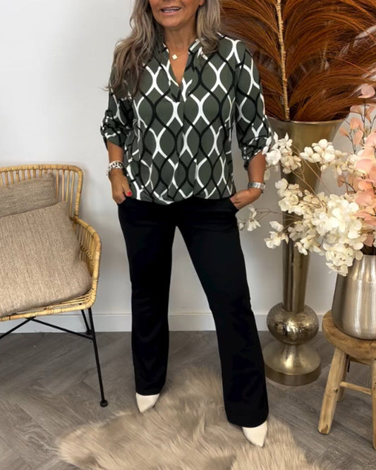 Cavell™ - Casual Blouse met Elegant Patroon