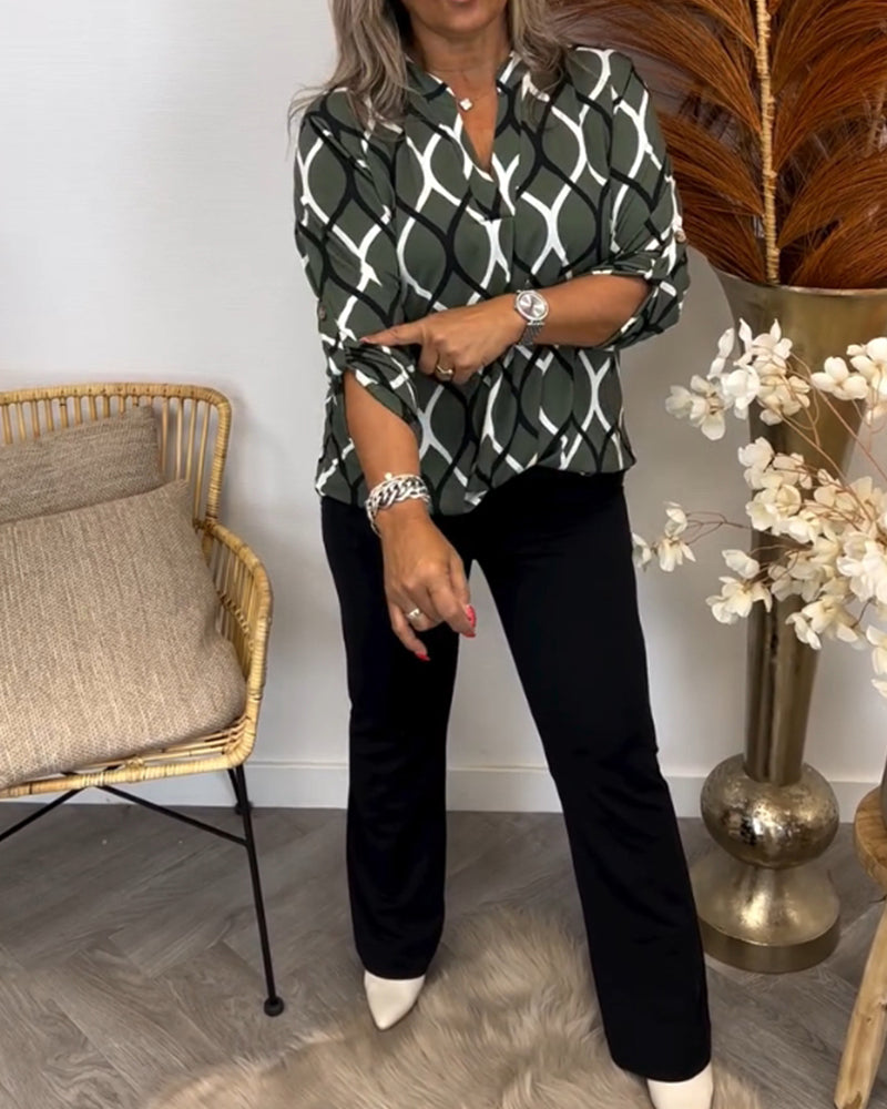 Cavell™ - Casual Blouse met Elegant Patroon