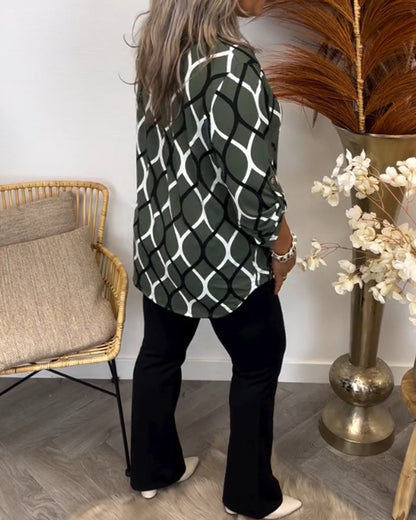 Cavell™ - Casual Blouse met Elegant Patroon