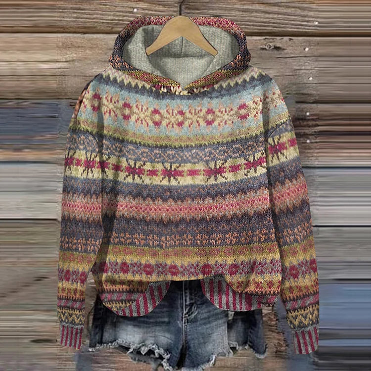 Cavell™ – Warme Hoodie met Noors Gebreid Patroon