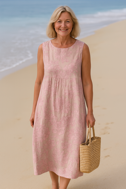 Cavell™ – Zomerjurk met Zachte Roze Bloemenprint & Losvallende Pasvorm