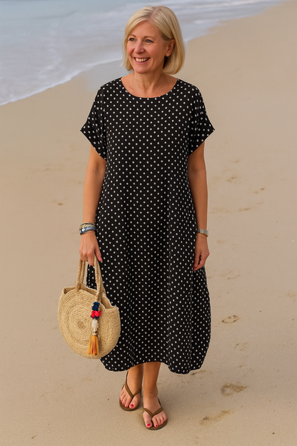Cavell™ – Luchtige Zomerjurk met Tijdloos Stippenpatroon & Comfort Fit