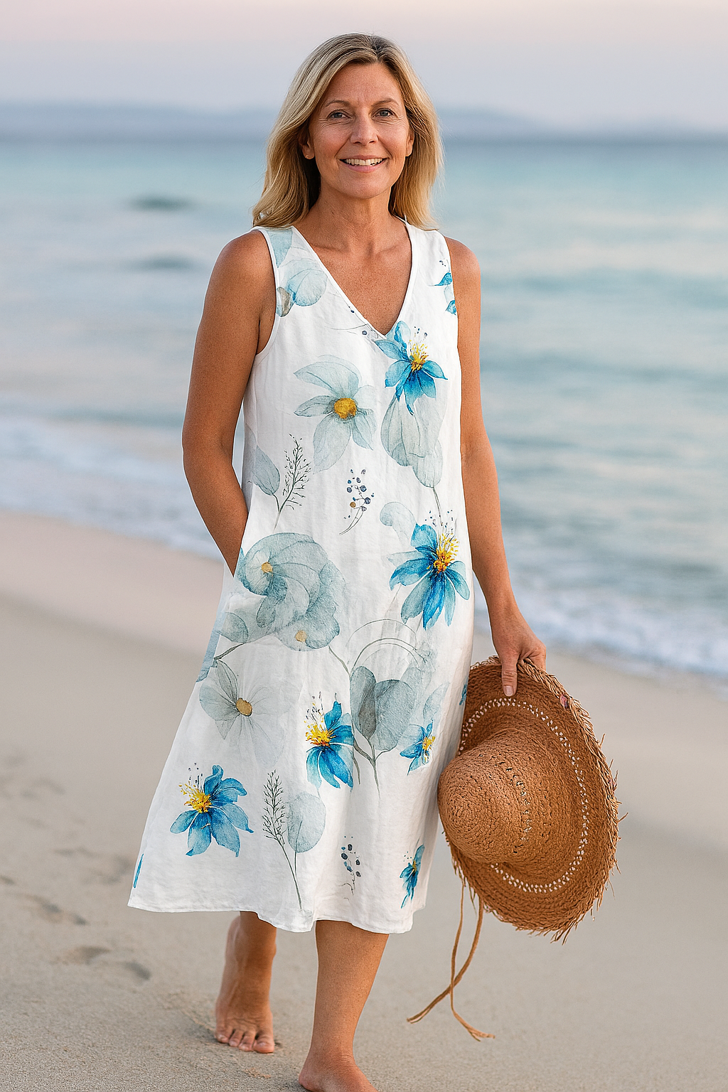 Cavell™ – Zomerse Mouwloze Jurk met Bloemenprint