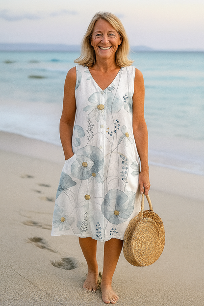 Cavell™ – Zomerse Mouwloze Jurk met Bloemenprint