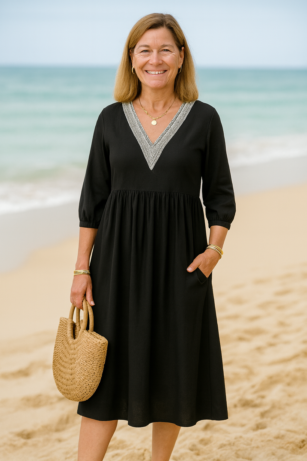 Cavell™ – Elegante Zomerjurk met V-hals & Comfortabele Losvallende Pasvorm