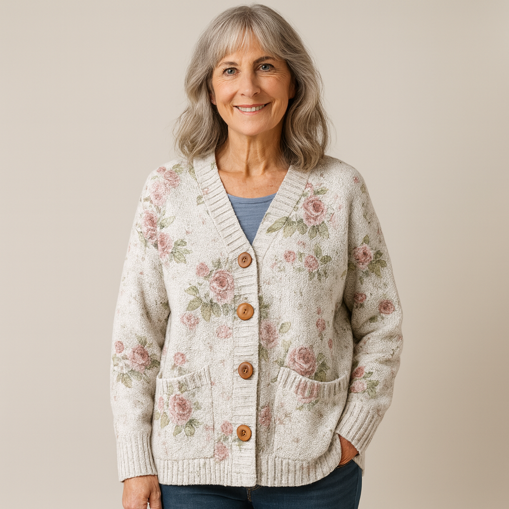 Cavell™ – Gebreide Cardigan met Romantisch Bloemenpatroon