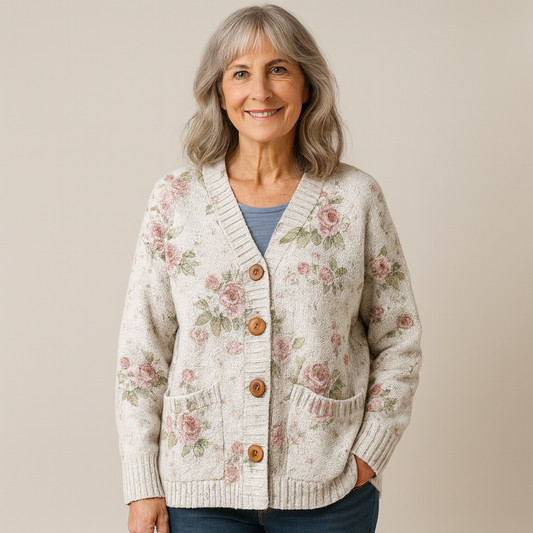 Cavell™ – Gebreide Cardigan met Romantisch Bloemenpatroon