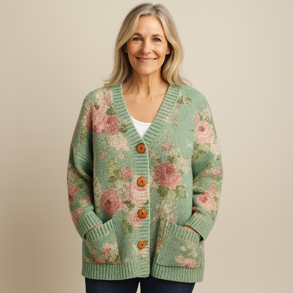 Cavell™ – Gebreide Cardigan met Romantisch Bloemenpatroon