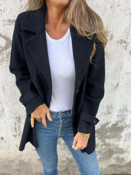 Cavell™ – Elegante Wollook Jas met Klassieke Knopen & Comfortabele Pasvorm