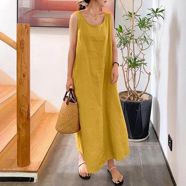 Cavell™ – Losvallende Mouwloze Zomerjurk met Minimalistische Klasse