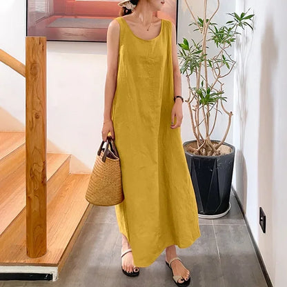 Cavell™ – Losvallende Mouwloze Zomerjurk met Minimalistische Klasse