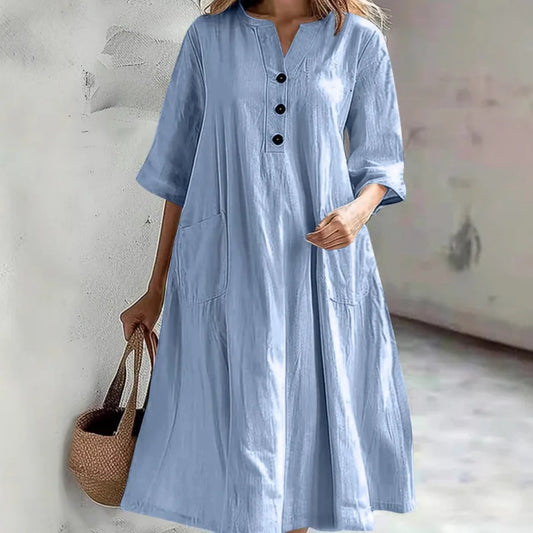 Cavell™ – Casual Zomerjurk met Knopen