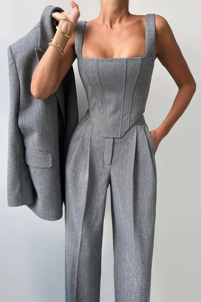 Cavell™ – Stijlvol Driedelig Set met Elegante Blazer