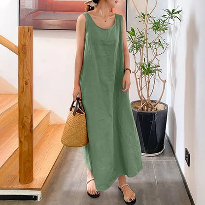 Cavell™ – Losvallende Mouwloze Zomerjurk met Minimalistische Klasse