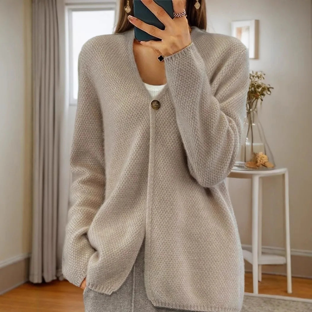Cavell™ – Zachte Cardigan met Enkelvoudige Knoop & Losvallend Comfort