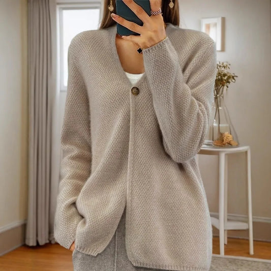 Cavell™ – Zachte Cardigan met Enkelvoudige Knoop & Losvallend Comfort