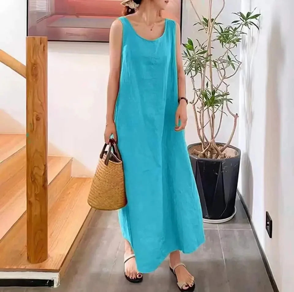 Cavell™ – Losvallende Mouwloze Zomerjurk met Minimalistische Klasse