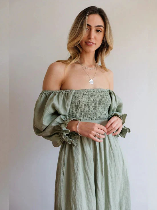 Olive Leaf | Ruffle Dress