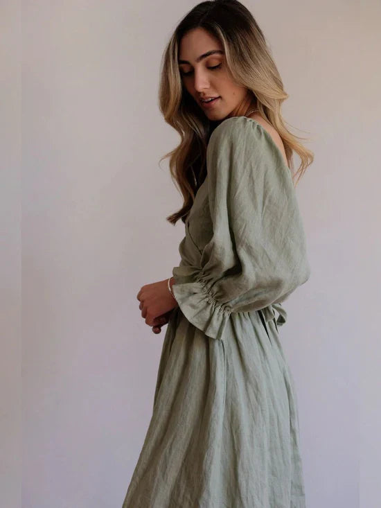 Olive Leaf | Ruffle Dress